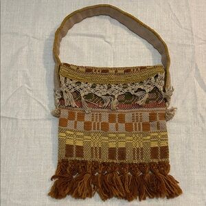 Vintage Handmade Boho Shoulder Bag Crocheted Knit Funky Festival Hippie